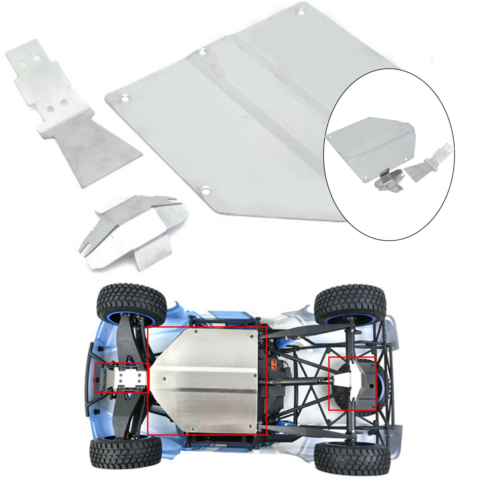 3pcs Guard Plate Chassis Armor for LOSI BAJA REY V2 Crawler Car DIY Accs