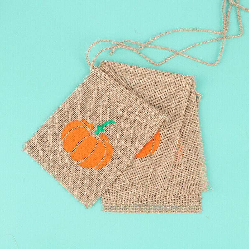 Linen Pumpkin Flags Cartoon Banner Fall Wedding Birthday Banner Outd EAD TL