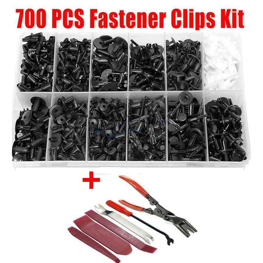 700Pcs Plastic Push Pin Rivets Fasteners Fender Bumper Clips +6Pcs Remover Tools