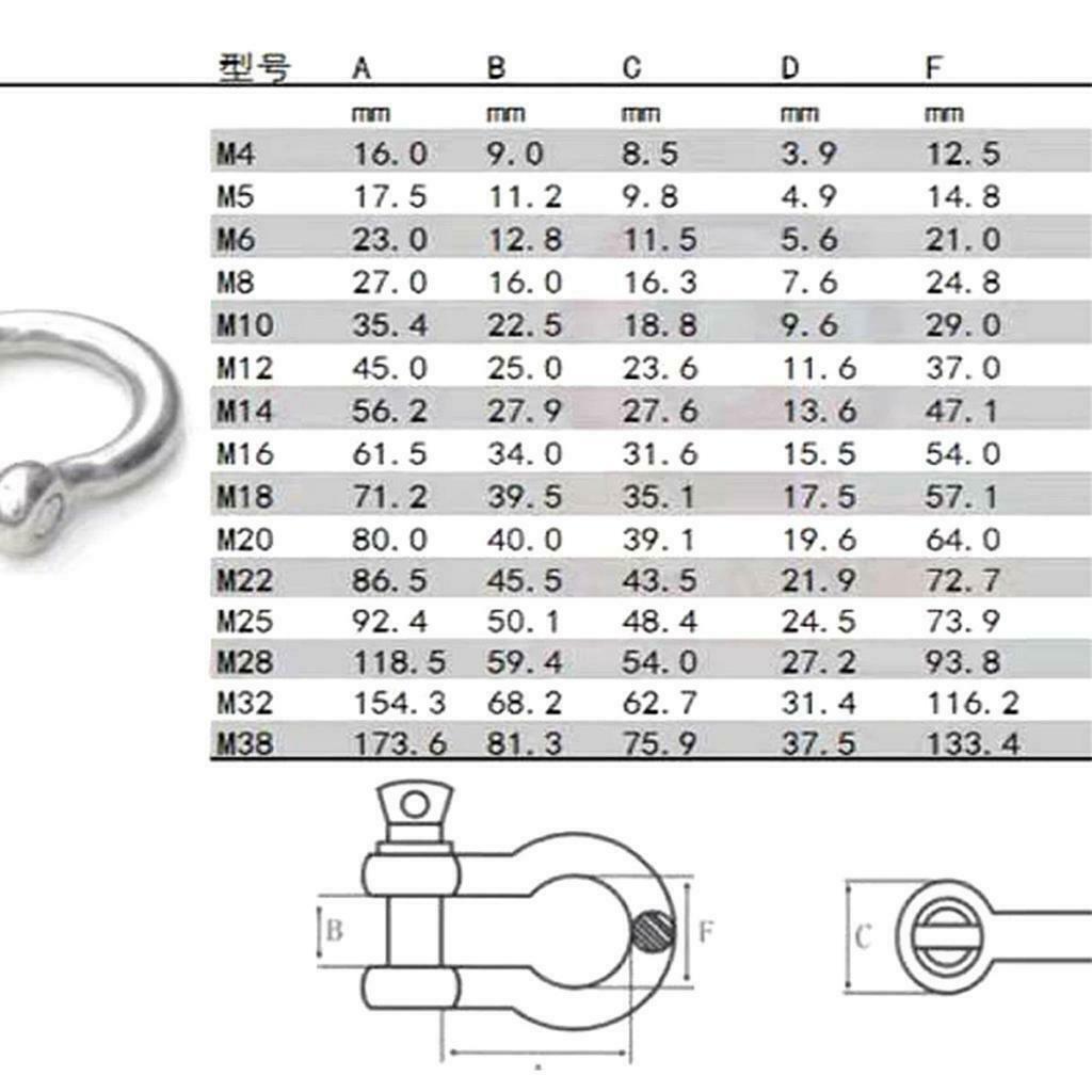 Marine Boat RV Anchor Chain Rigging Bow Shackle Pin 304 Stainless Steel 6mm
