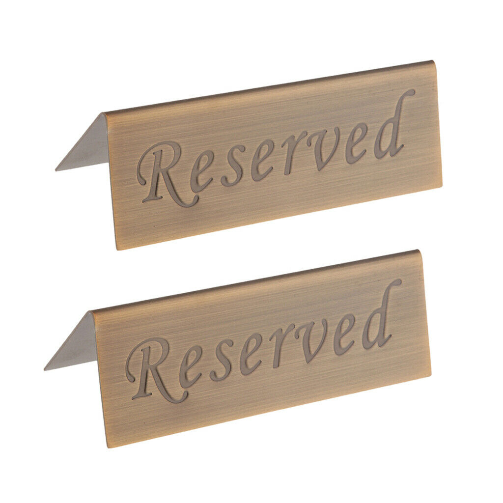 Set of 2 Reserved Signs for Hotel Restaurant Bar Club - Stainless Steel