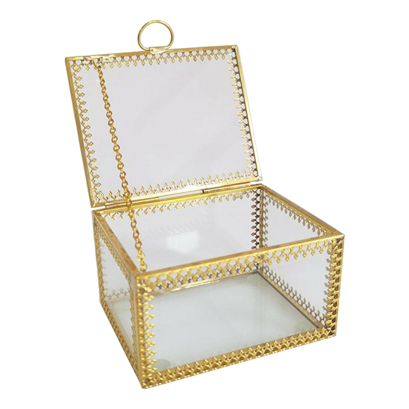 Jewelry Trinket Glass Box Ornate   Earring Box Keepsake Decorative Box for