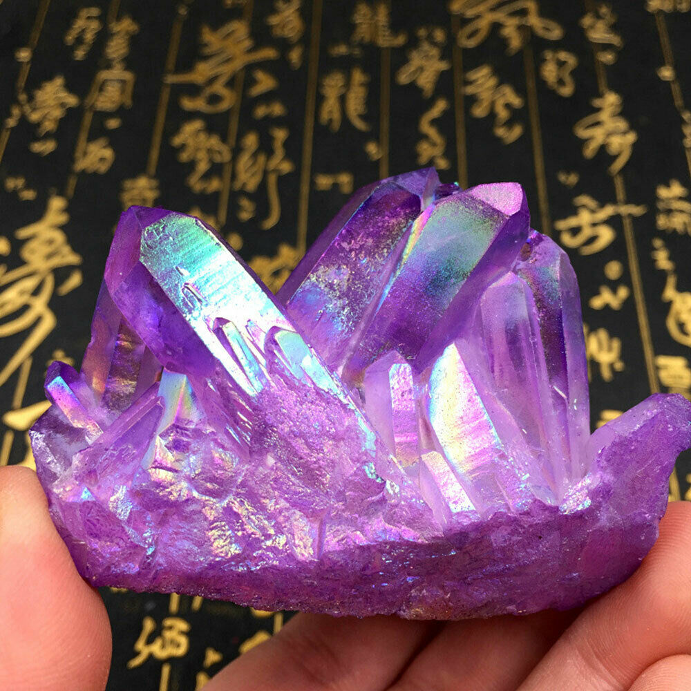 50~80g Natural Aura Angel Crystal Cluster Quartz Titanium Healing Specimen Decor