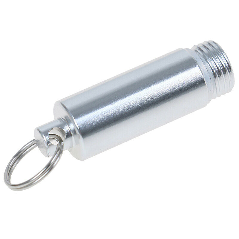 Aluminum Pill Box Case Capsule Shape Keychain Outdoor Waterproof Pill Box.l8