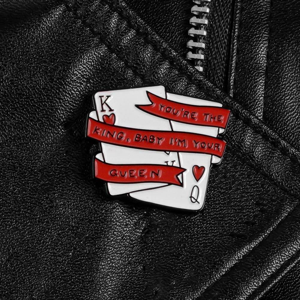 Poker Red Pins Brooches King Queen Lapel Jacket Enamel Badges Jewelry Gifts @