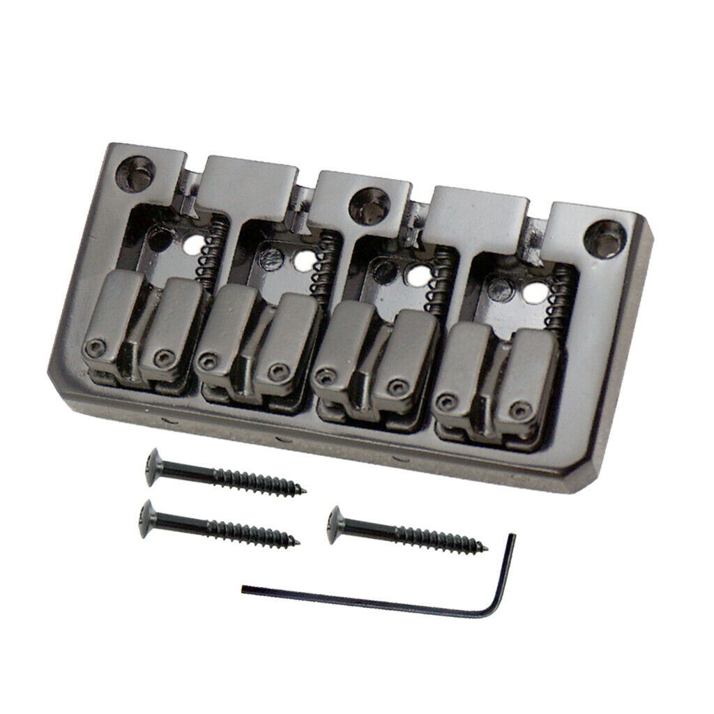 2 Pieces 4 String Electric Bass Guitar Bridge with Wrench Screws Black Color