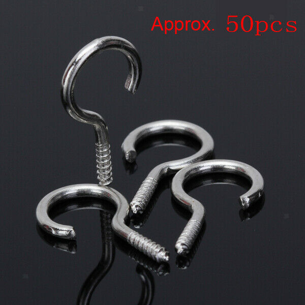 Set of 50 Screw Eye Hooks Eyelet Eyepin DIY Craft Hanging Metal Screws