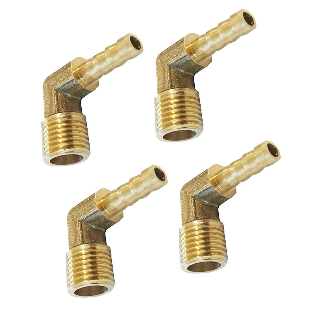 4 Units 90 Degree Male Elbow Barbed Hose Tail Pipe Gas Fittings