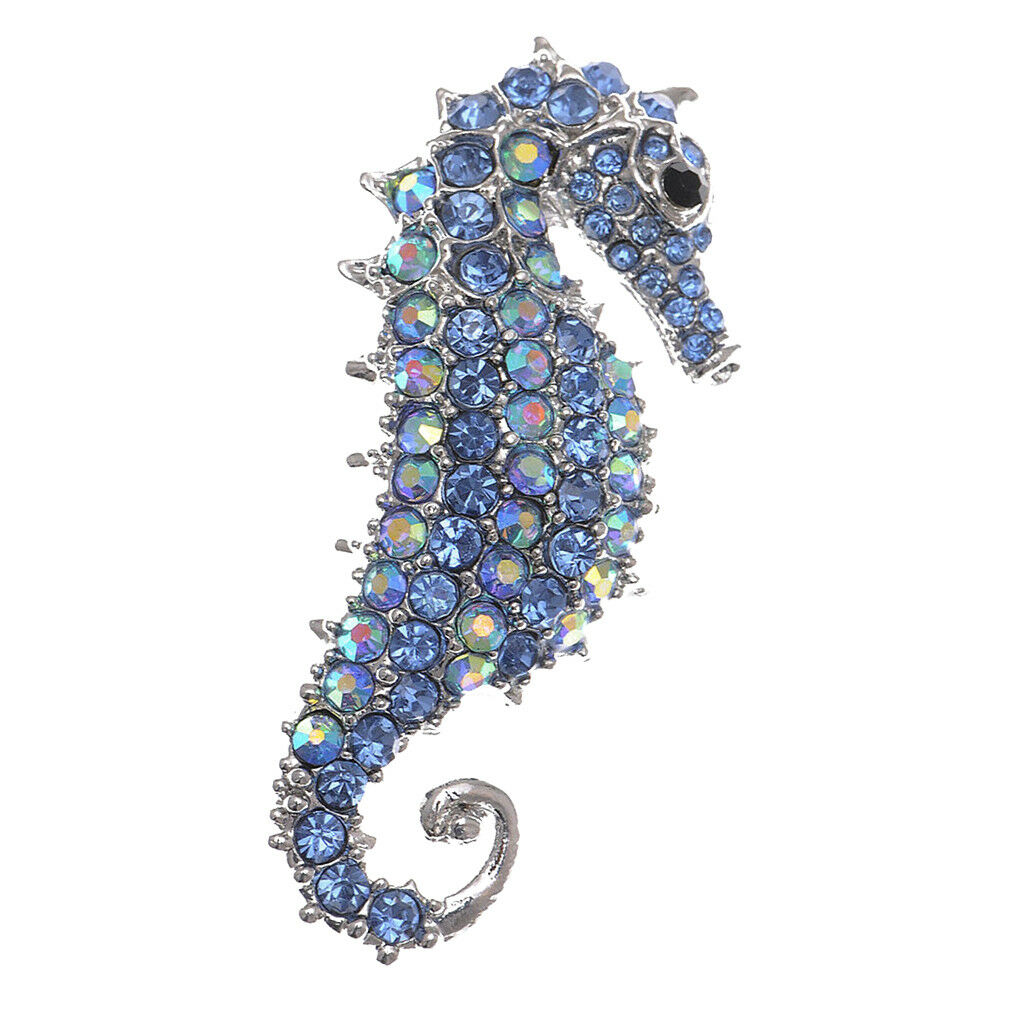 2pcs Crystal Rhinestone Seahorse Fashion Brooch Pin Pendant Party Jewelry