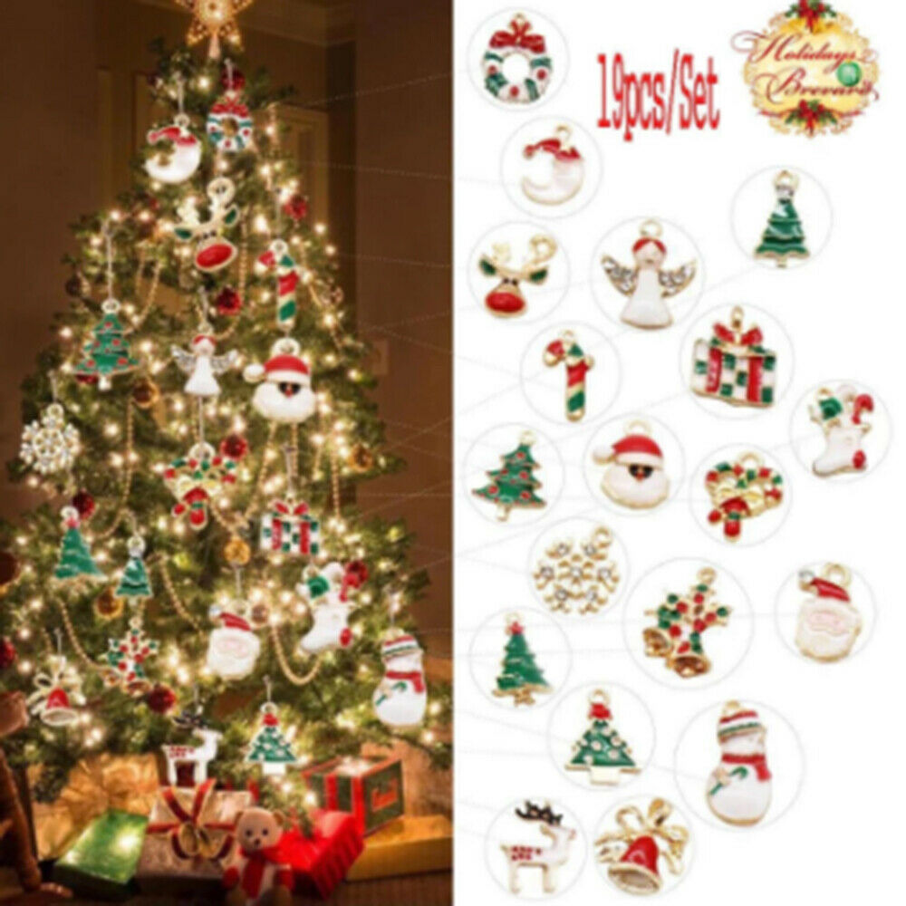 30pcs Christmas Pendant Christmas Element Oil Drop Pendant Cute Alloy Ornament