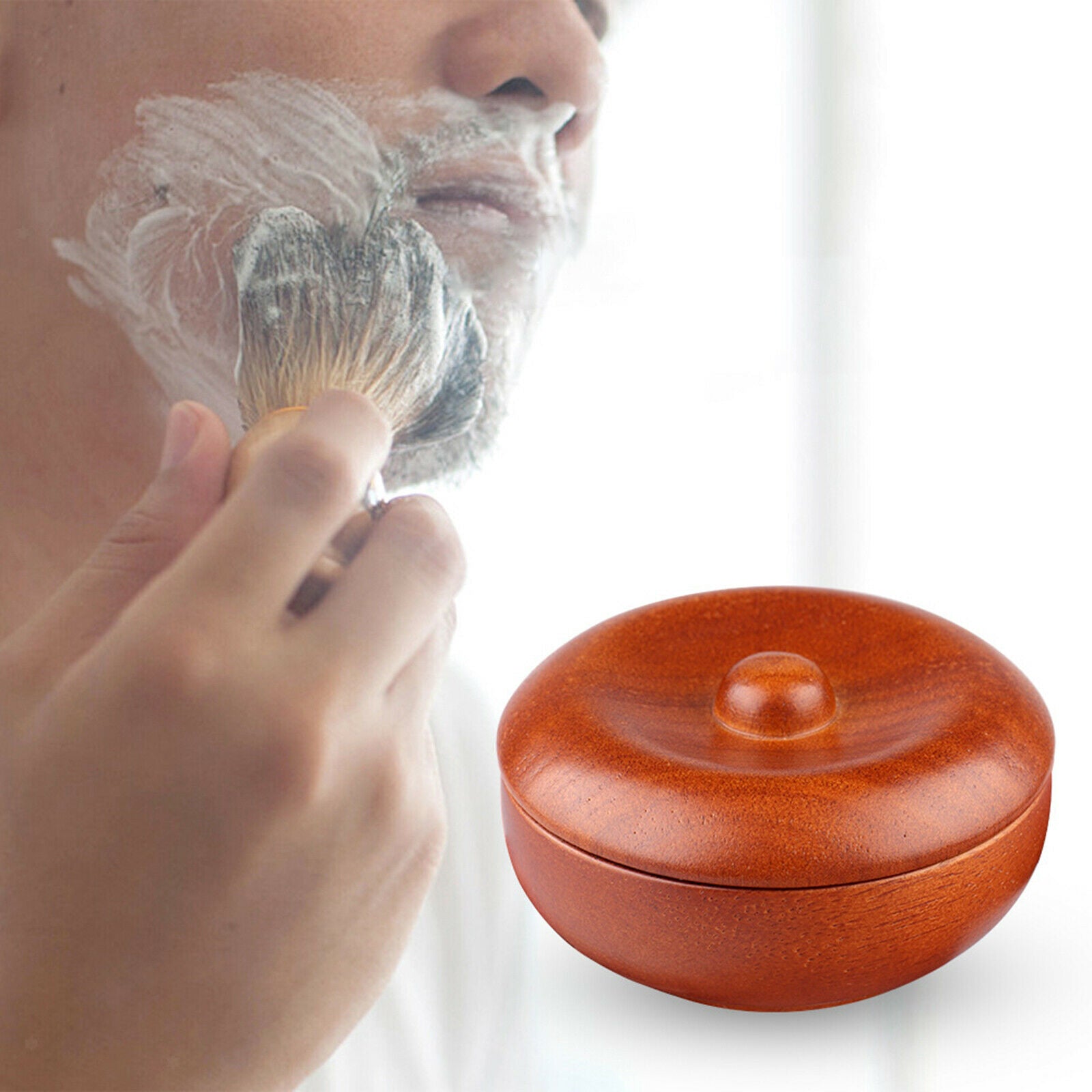 Wooden Shaving Soap Bowl Lathering Shave Soap Beard Care Face Cleaning