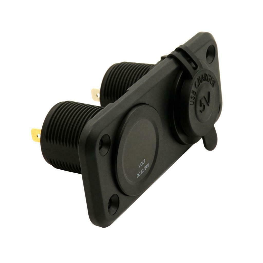 All-In-1 USB Car Socket +LED Voltmeter Panel for Car Vehicle Marine Green