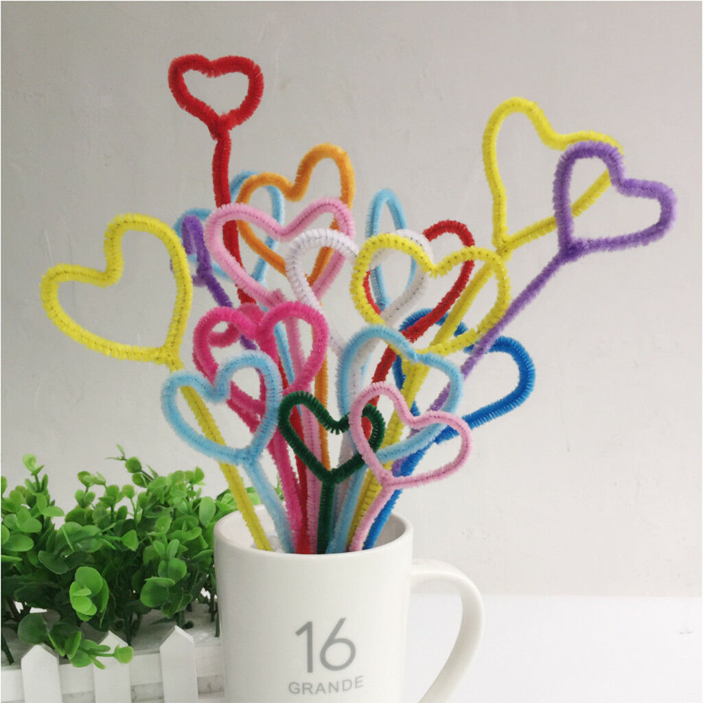 100pcs 30cm Chenille Stem Pipe Cleaner Twist-Flex Rods Plush Sticks White