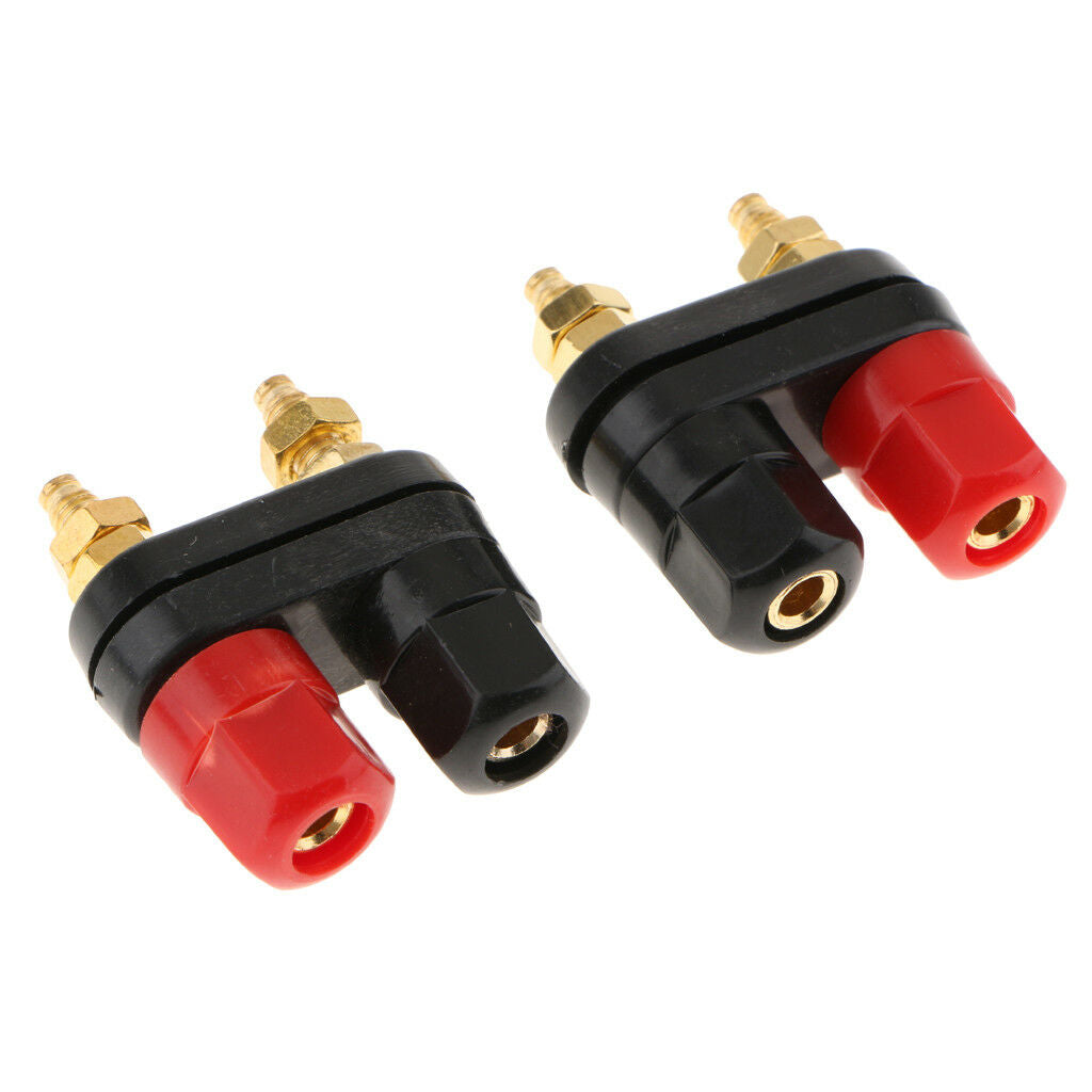 2 x Dual Banana Plug Connector Terminal Binding Post for Speaker Amplifier