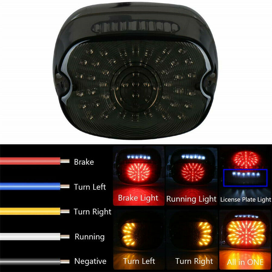 For Tour Road King Glide Dyna FXR Brake Turn Signal Tail Light Smoke LED USA