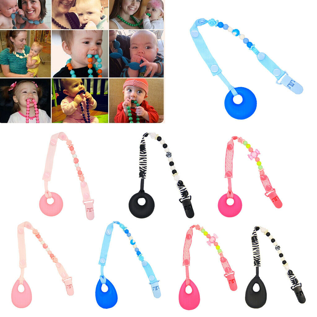 Baby Teething Necklace Kids Teether Nursing Beads Pendant Round Pink