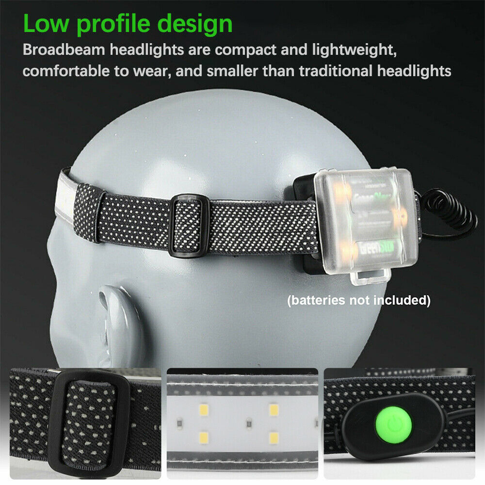 LED Head Band Light Flashlight Headlamp 3Mode Broadbeam Torch Lamp Waterproof