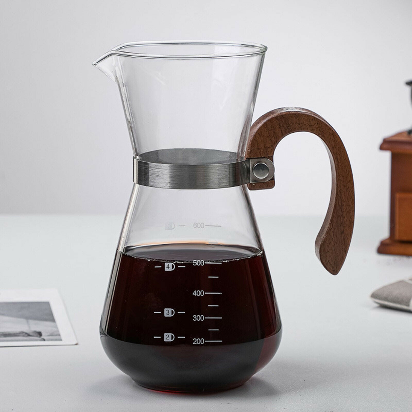 600ml Pour Over Coffee Maker w/ Filter Funnel Manual Coffee Brewer Portable