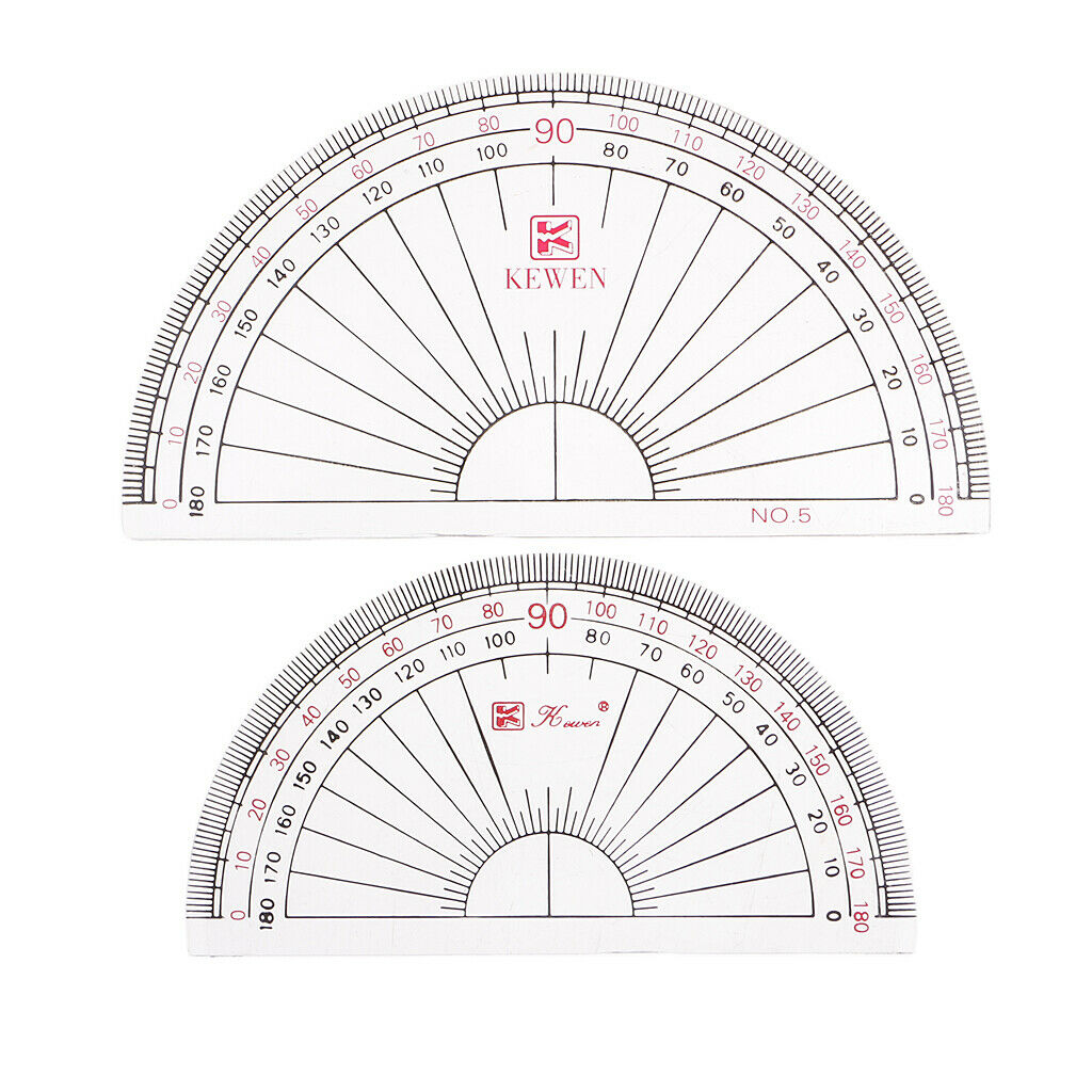 2 pieces acrylic 180 degree protractor school protractor semicircle 10 cm /