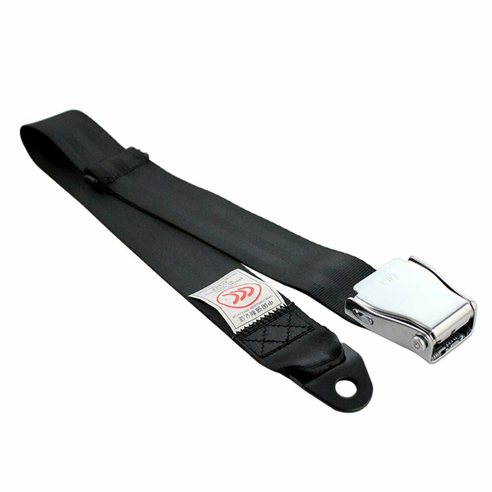 1X Black 2 Point Harness Retractable Safety Seat Belt Lap Strap Black Auto Truck