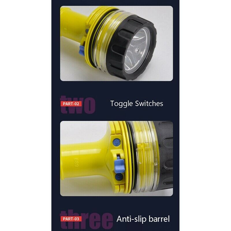 Scuba Diving Flashlight Underwater Waterproof LED Diver Light Spearfishing LY6X7