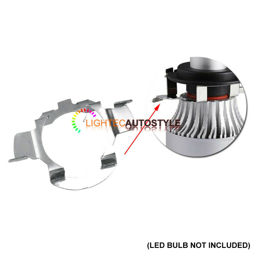 2 H7 LED ADAPTER HOLDER RETAINER HEADLIGHT BULB MERCEDES FORD AUDI VW TWIST CLIP