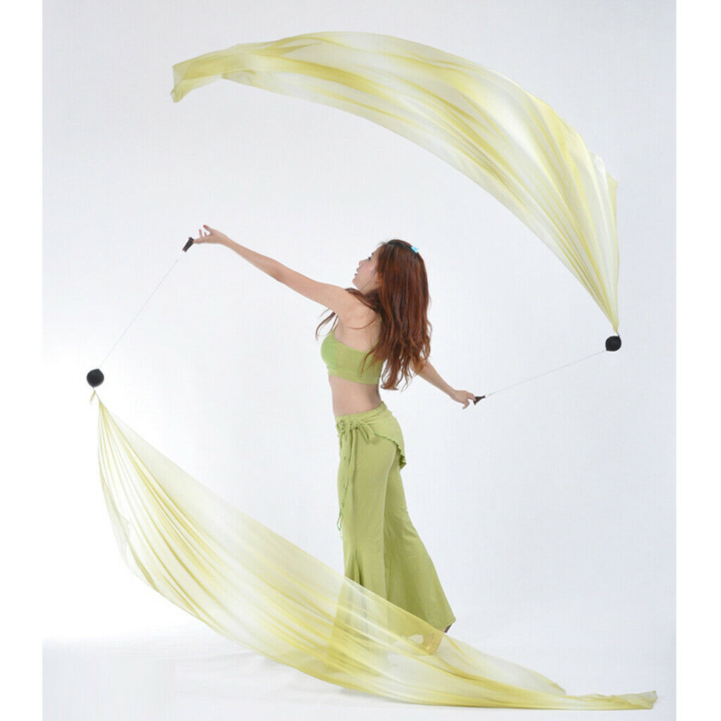 2 Pieces Belly Dance Silk Veil Poi Helper Thrown Balls with Adjustable Chain