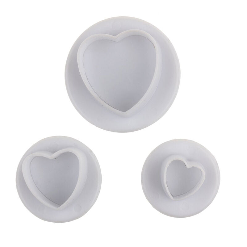 3X Cake Fondant Sugarcraft Decor Cookie Mould Mold Plunger Love Heart Cutt.l8
