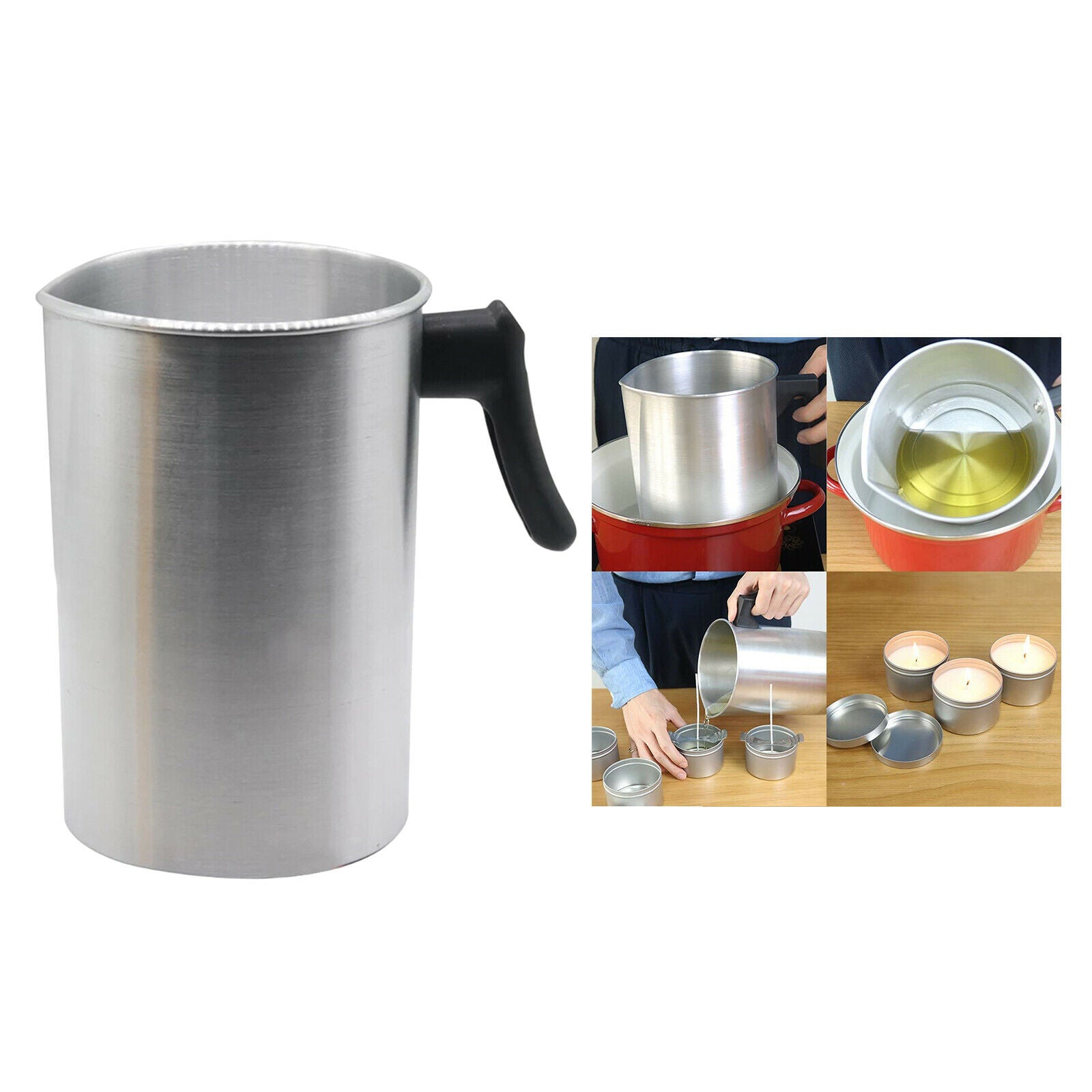 Aluminium Wax Melting Pot Candle Pouring Jug for Wax Beeswax DIY Soap Tool