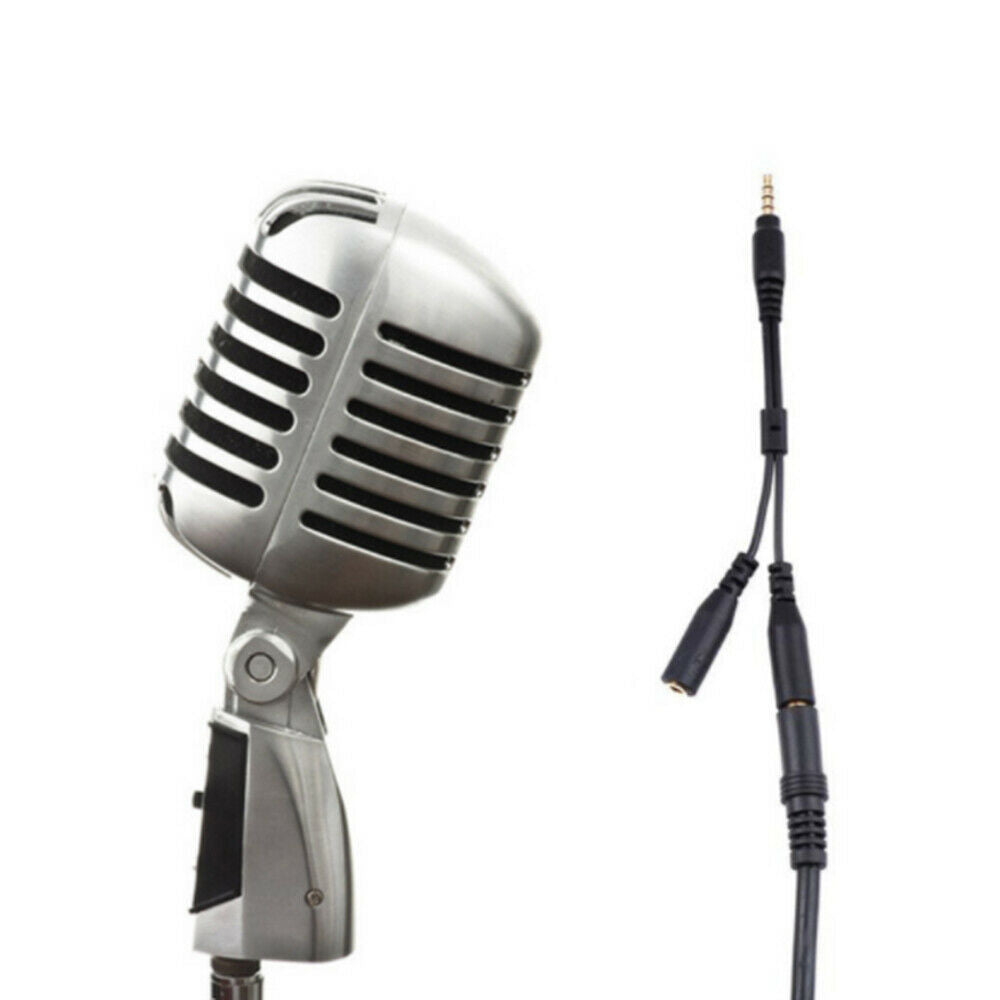 3.5mm Female to 2 Male Y Splitter Aux Audio Cable PC Headphone Earphone Mic Jack