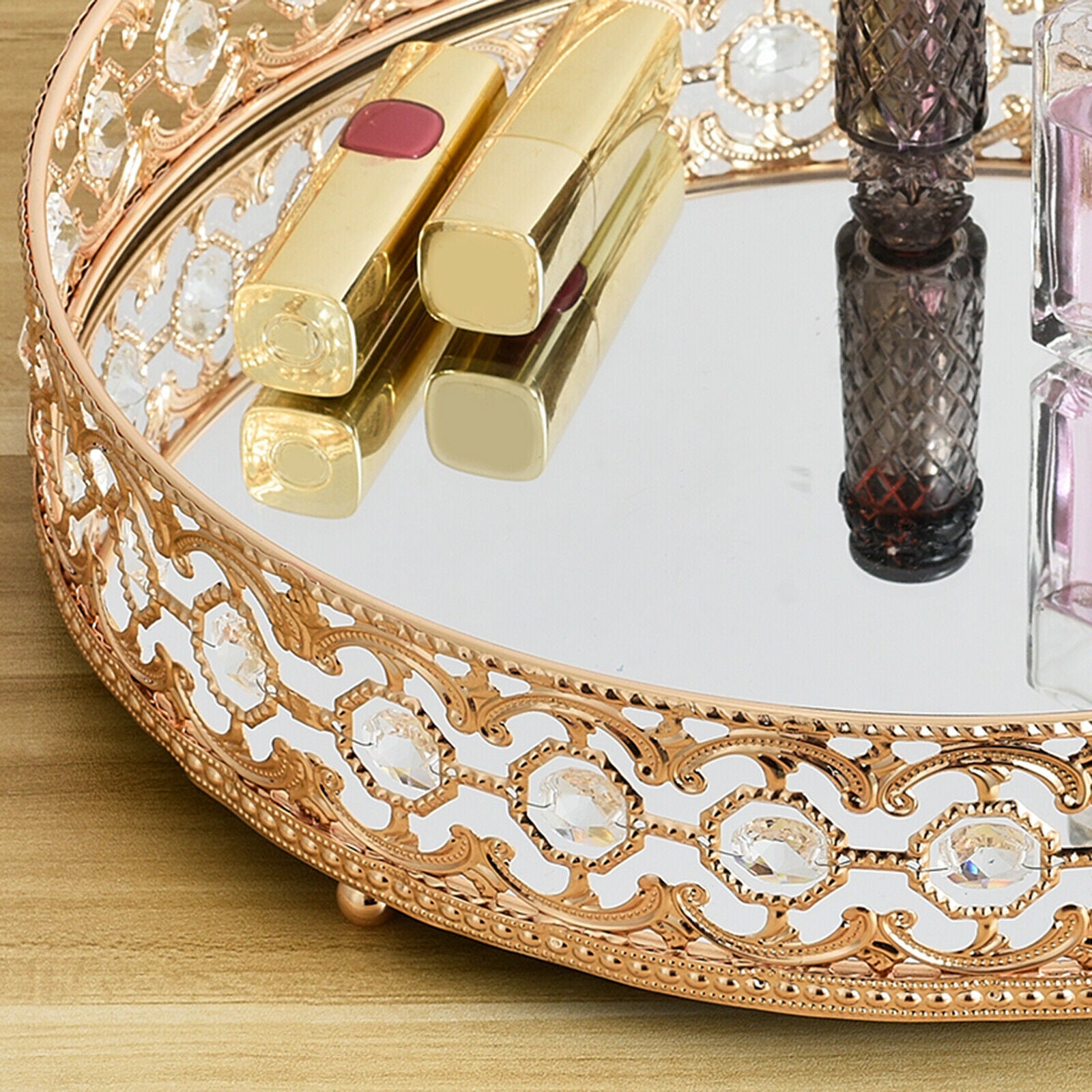 Mirrored Makeup Tray Display for Dresser Bathroom Decoration Birthday Gift