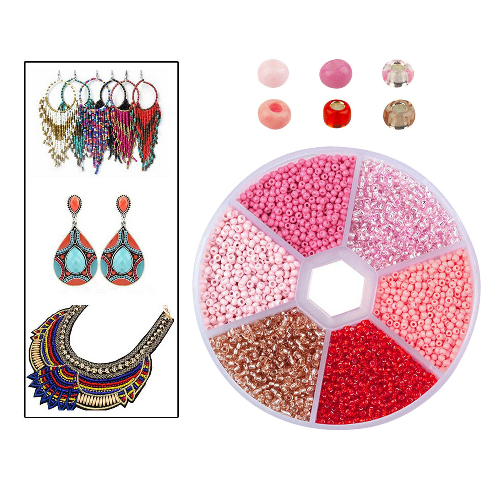 5700Pcs 2mm Loose Spacer Beads Spacers DIY Supplies Necklace Red Series
