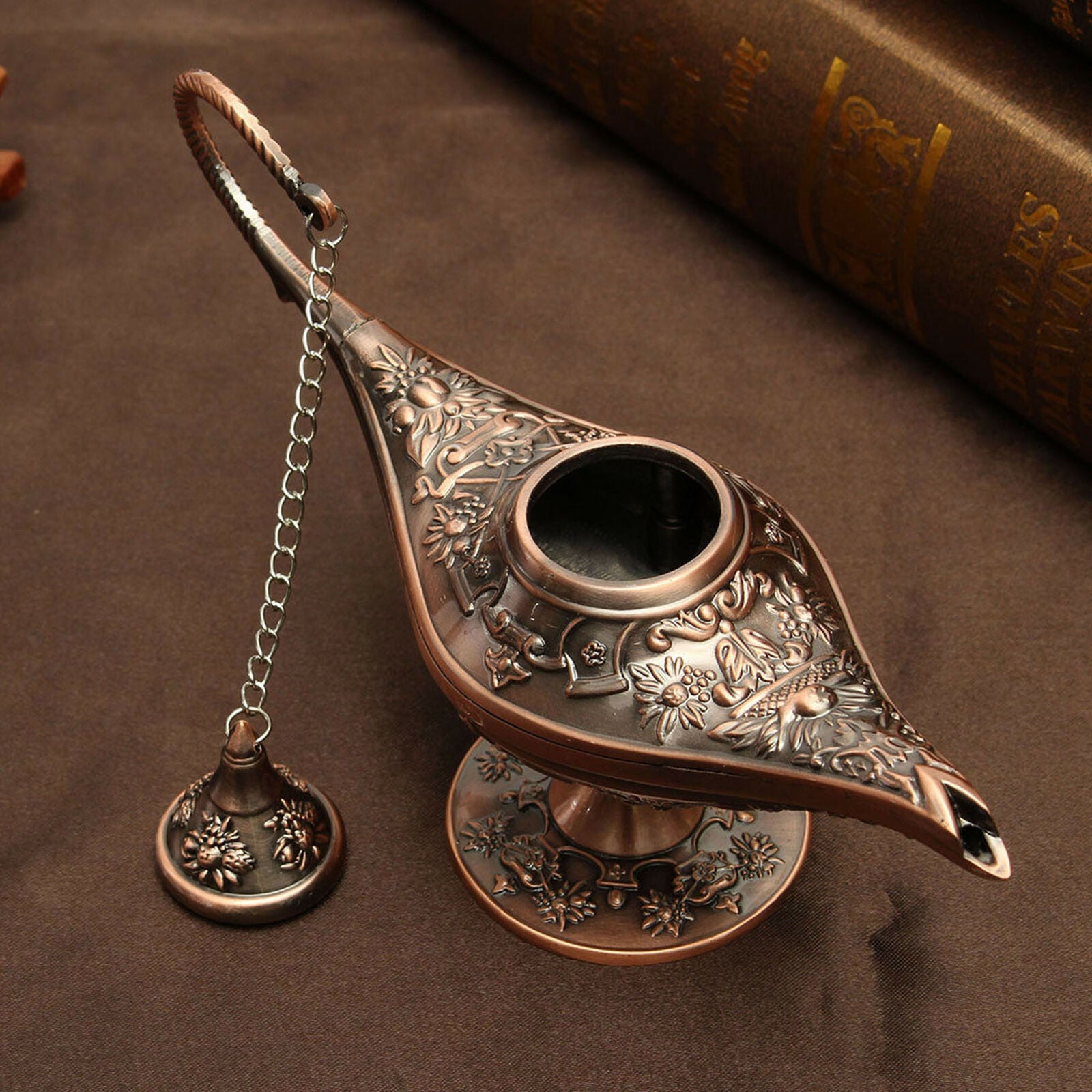 Mini Legend Aladdin Magic Genie Light Wishing Oil Collectable Light Lamp Bronze