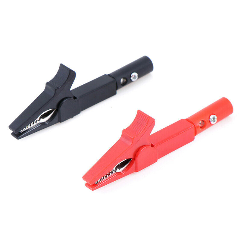 2Pcs 55mm alligator clip with 2pcs 4mm banana plug Black and Red .l8