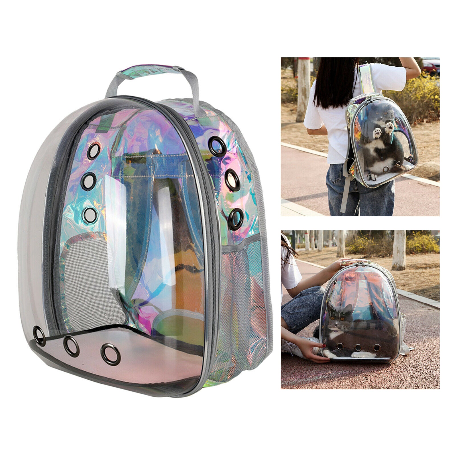 Cat Dog Puppy Carrier Breathable Ventilated Clear Capsule Backpack Carry Bag
