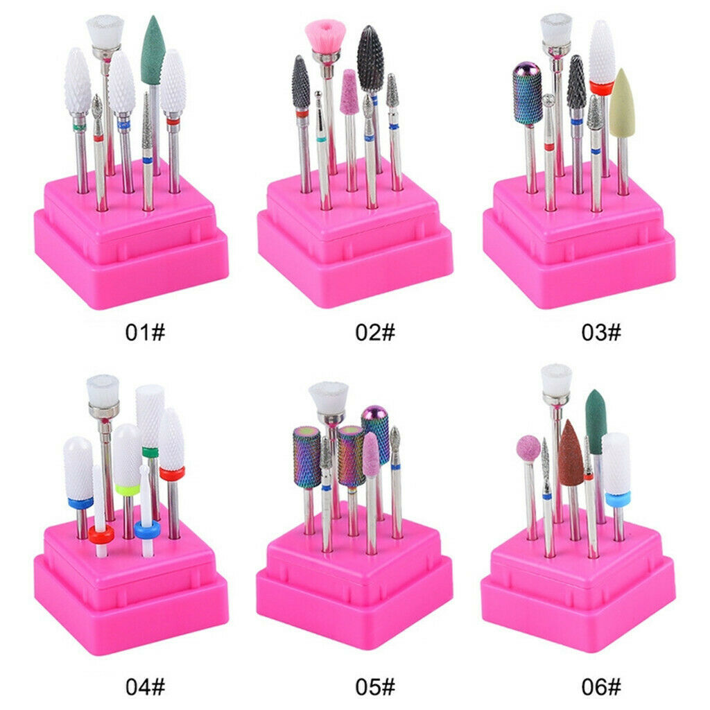 8X Nail File Bit Manicure Pedicure Drill Bits Manicure Tool wit Storage Case