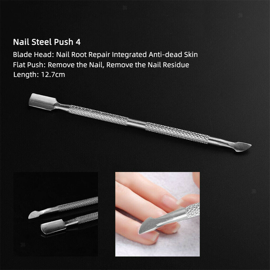 4x Rustproof Cuticle Pusher Spoon Gel Nail Remover Manicure Pedicure Tool