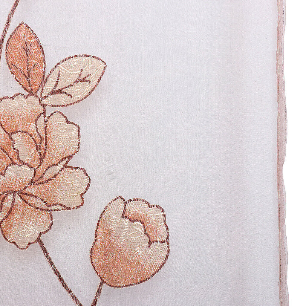 250x100cm Flower Pattern Jacquard Door Window Tulle Voile Curtain- Coffee UK