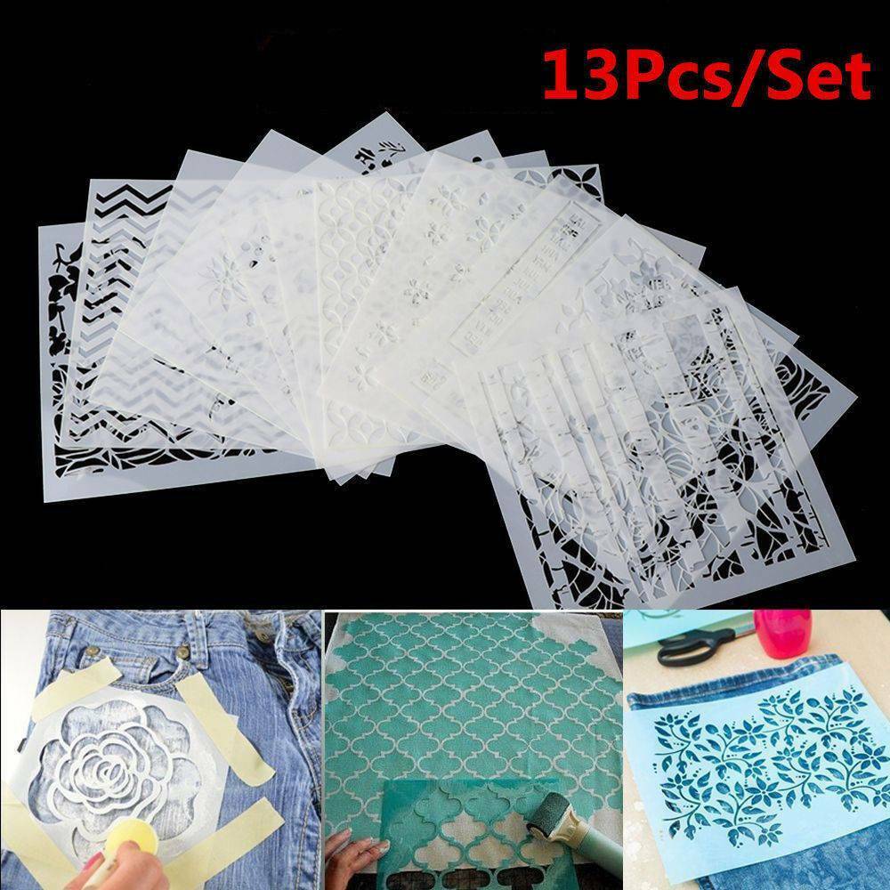 13Pcs/Lot Embossing Template Scrapbooking Walls Painting Layering Stencils DIY *
