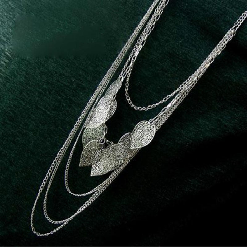 Bohemian Leaves Multi-layer Long Necklace Pendant Chain Fashion Jewel^.l8