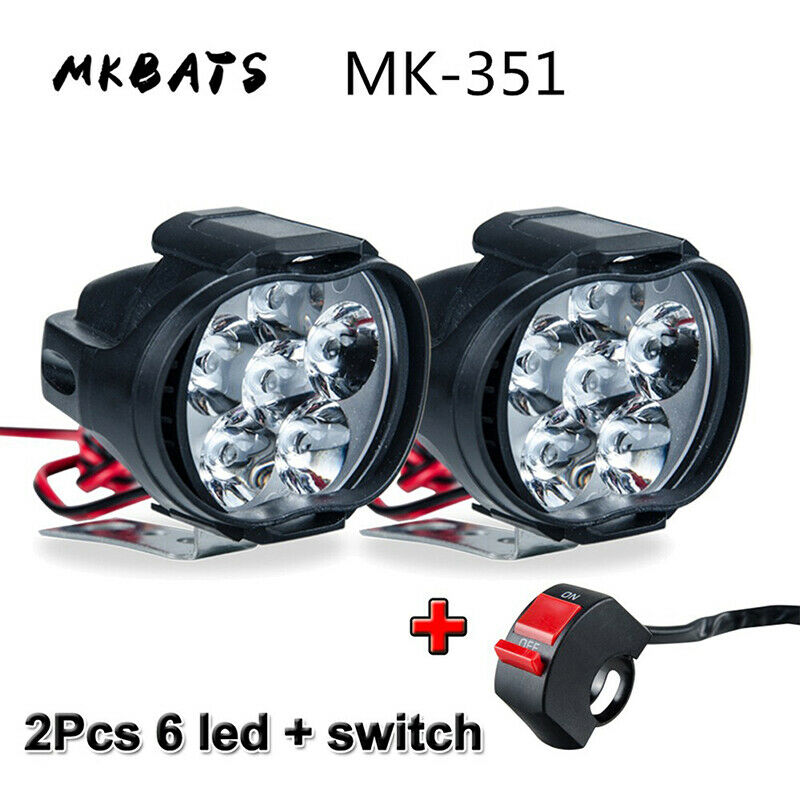 1 Pair 6 LED Spotlight Spot Light Motorcycle Headlight Super Bright Fog LampSJCA