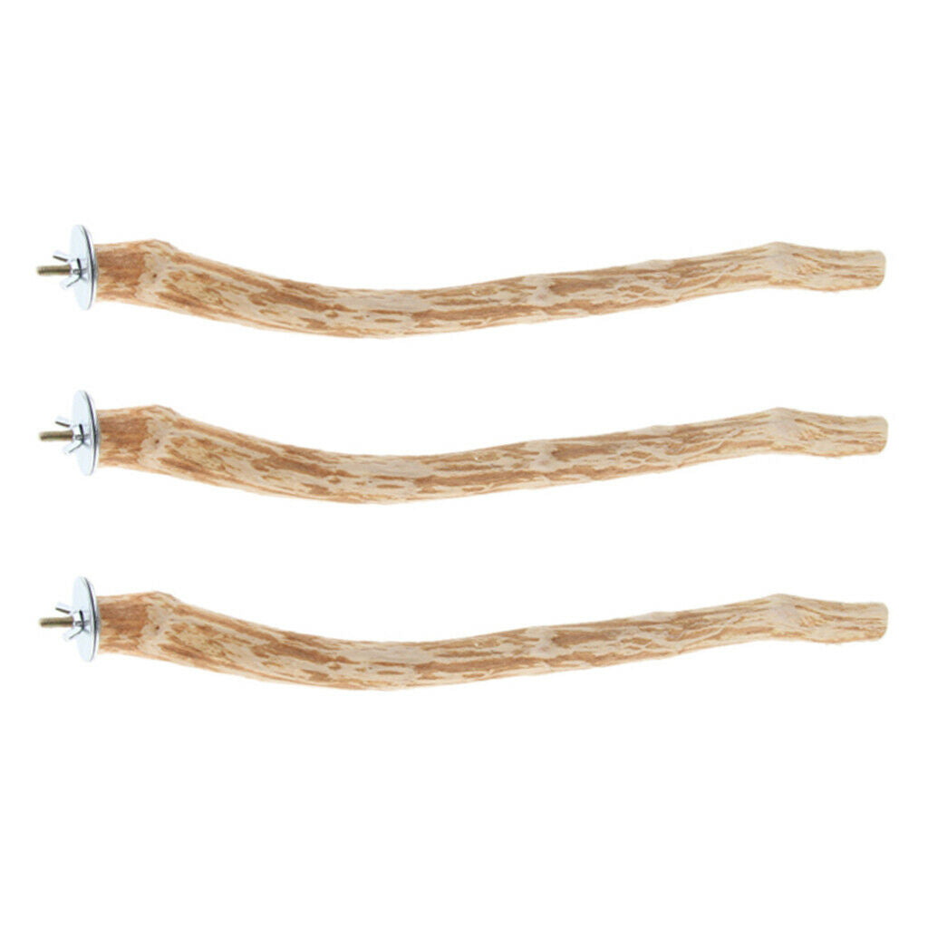 2x Bird Wood Perch Stand Parrots Grinding Nail Toys for Small to Large Birds