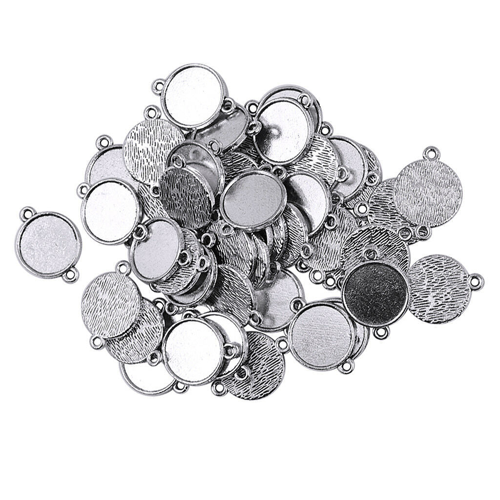 50pcs Blank Bezel Pendants Blanks Base Settings Tray for Jewelry Making 12mm
