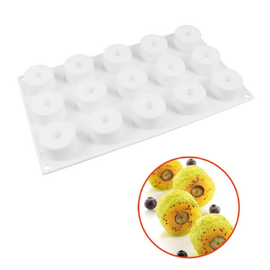 15 Holes Hollow Circle Baking Silicone Mould Cake Mold Decoration Tools