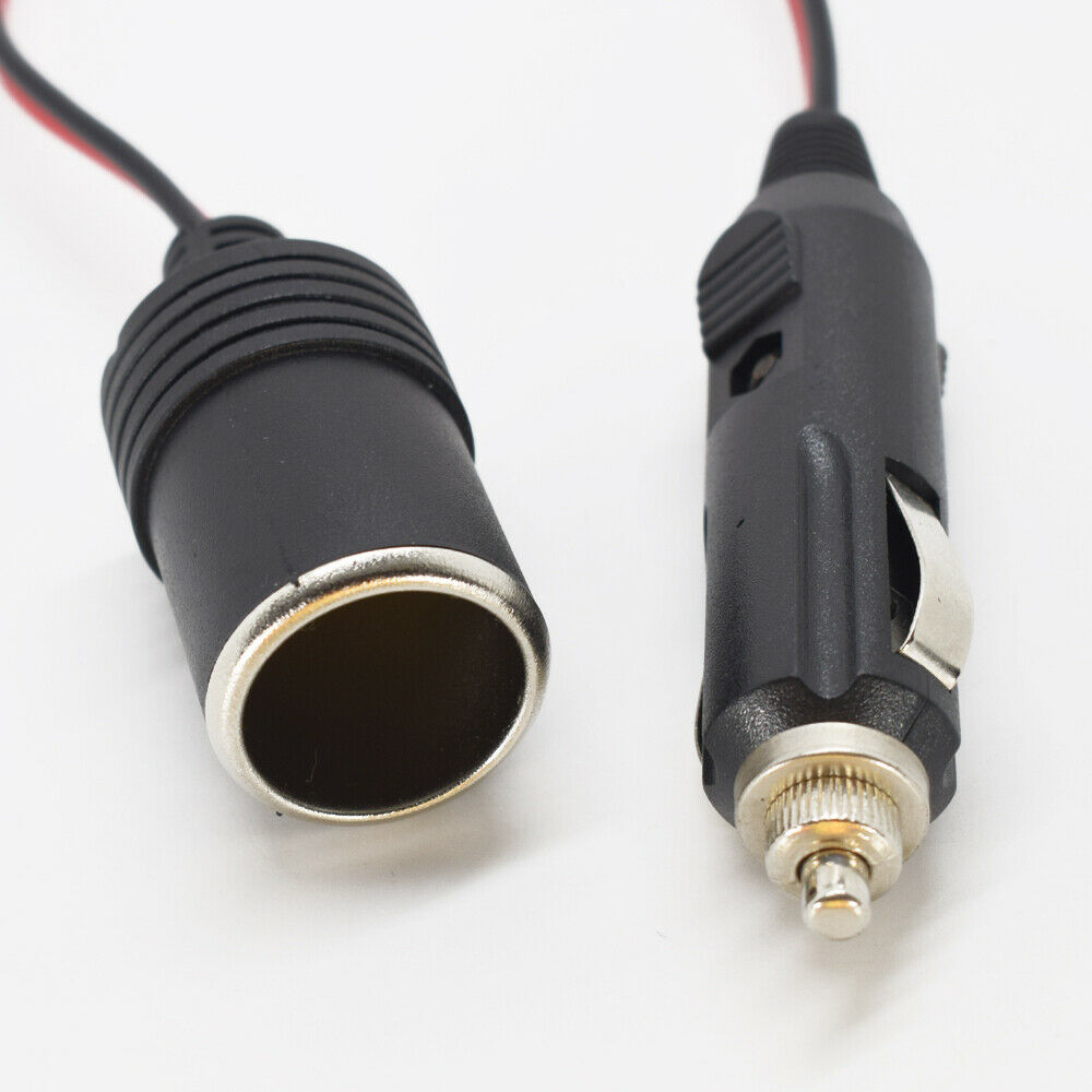 10pcs 30cm/1ft Car Cigarette Lighter Socket Male to Female Extension Cable Black