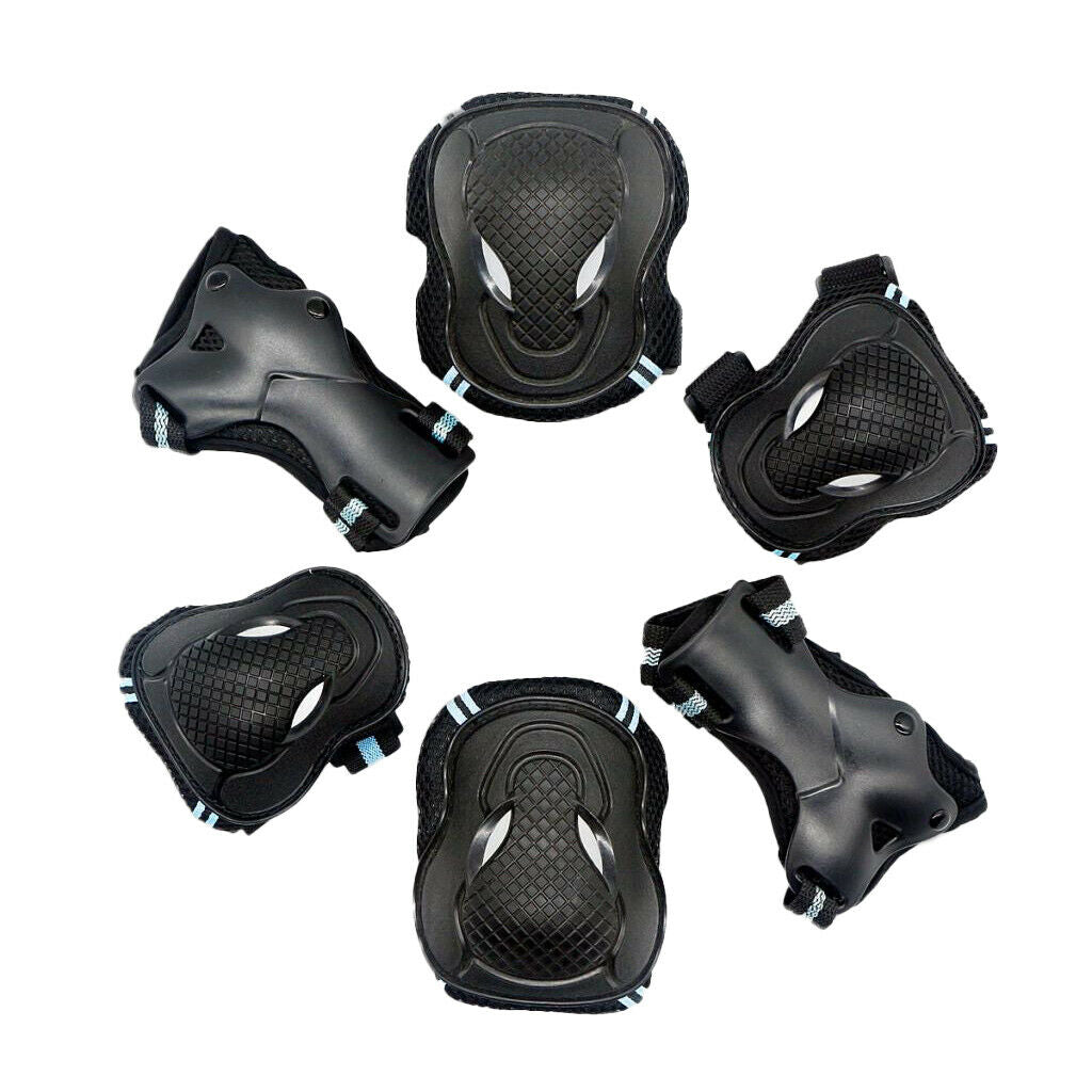 Safe Outdoor Skating Protective Knee Hand Elbow Guard Sets M Black and Blue