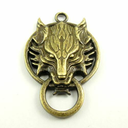 8 pcs Retro Style Bronze Alloy Wolf Head Animal Pendant Findings 38x27x5mm