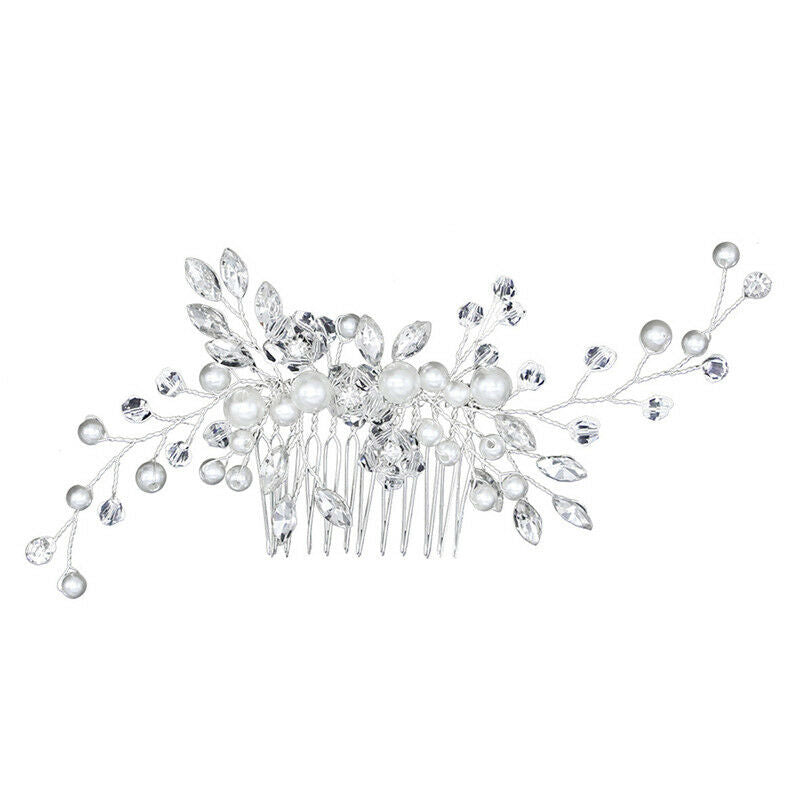 Crystal Pearls Women Hair Jewelry Wedding Hair Comb Bridal Headpiece.l8