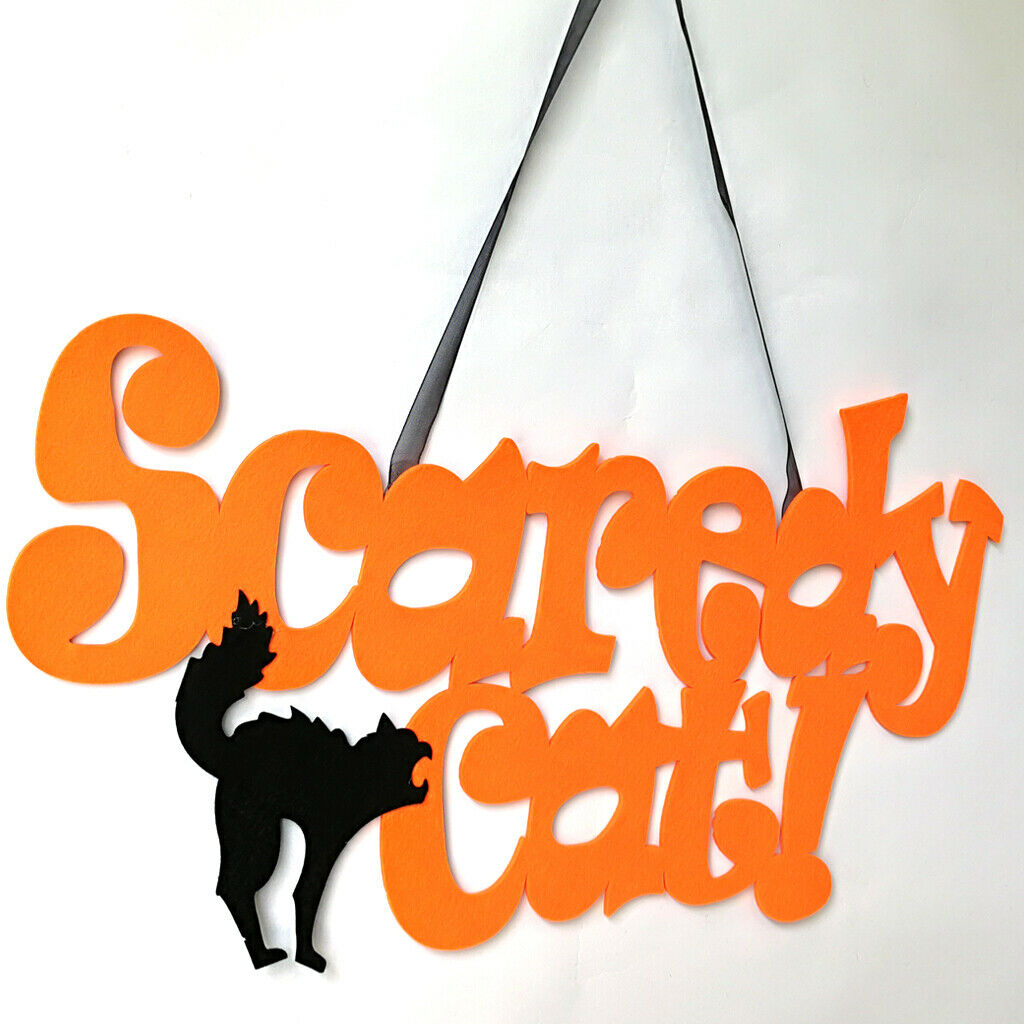 Scaredy Cat Hanging Nonwoven Signs Halloween Wall Door Hanging Pendant Decor