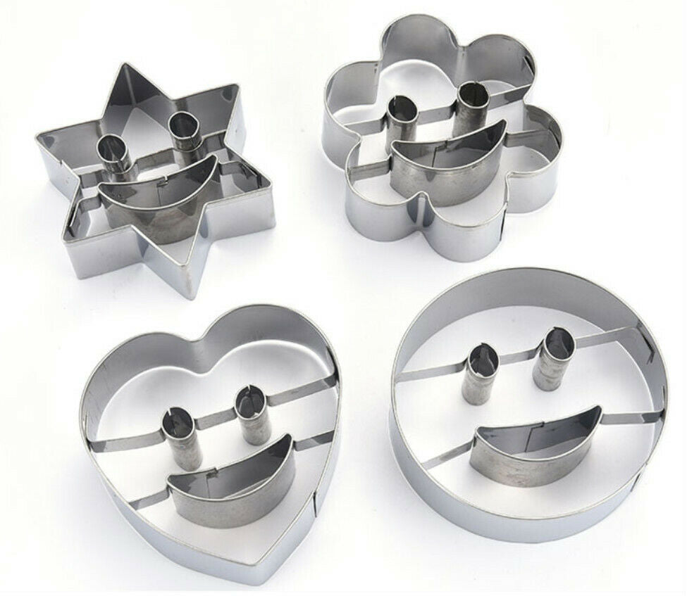 Pack Of 4 Stainless Steel smiley Shape   Cookie Cutter Mould
